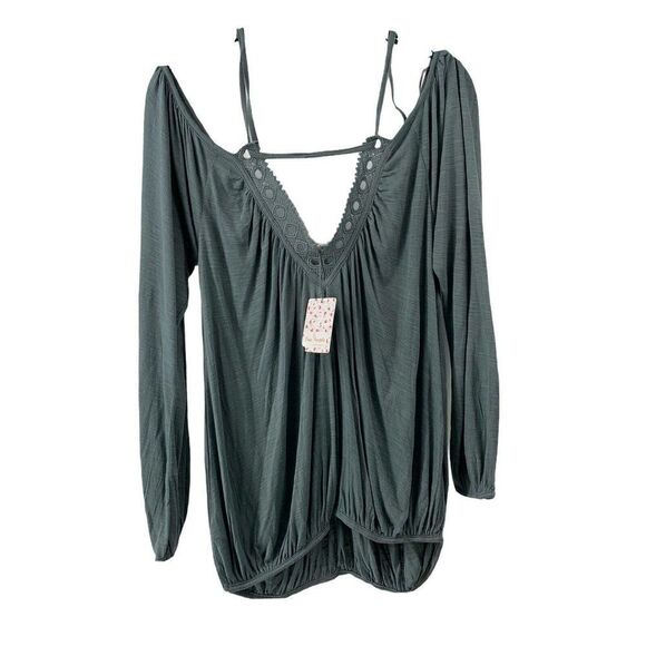 Free People Off The Shoulder Long Sleeve V Neck XS - Picture 1 of 8